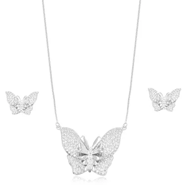 CONJUNTO BORBOLETA ZIRCONIA CRISTAL