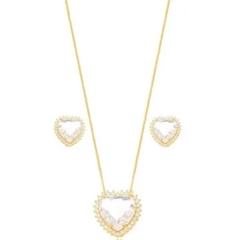 CONJUNTO CORACAO CRISTAL ZIRCONIA CRISTAL