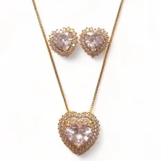 CONJUNTO CORAÇÃO CRISTAL ZIRCONIA CRISTAL
