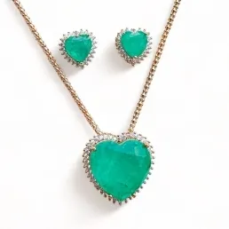 CONJUNTO CORACAO TURMALINA ZIRCONIA CRISTAL
