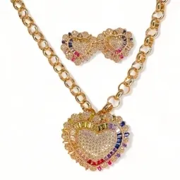 CONJUNTO CORACAO ZIRCONIA COLOR