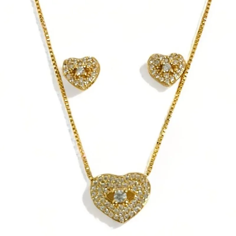 CONJUNTO CORAÇÃO ZIRCONIA CRISTAL