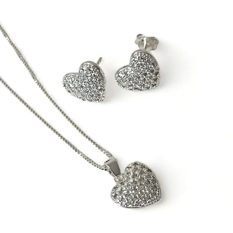 CONJUNTO CORAÇÃO ZIRCONIA CRISTAL