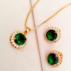 CONJUNTO ESMERALDA ZIRCONIA CRISTAL