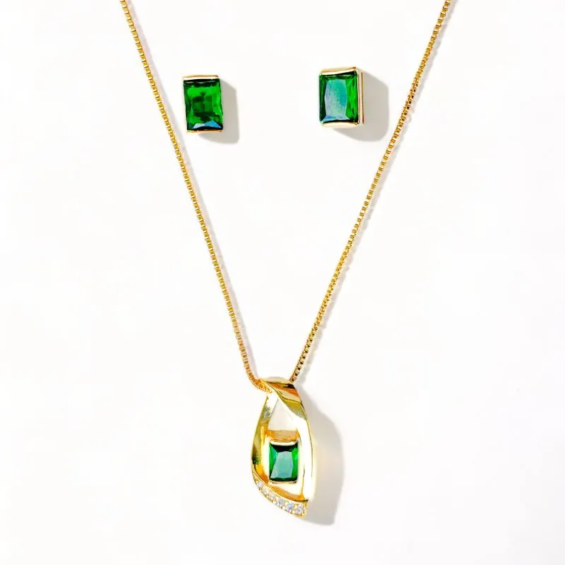 CONJUNTO ESMERALDA ZIRCONIA CRISTAL