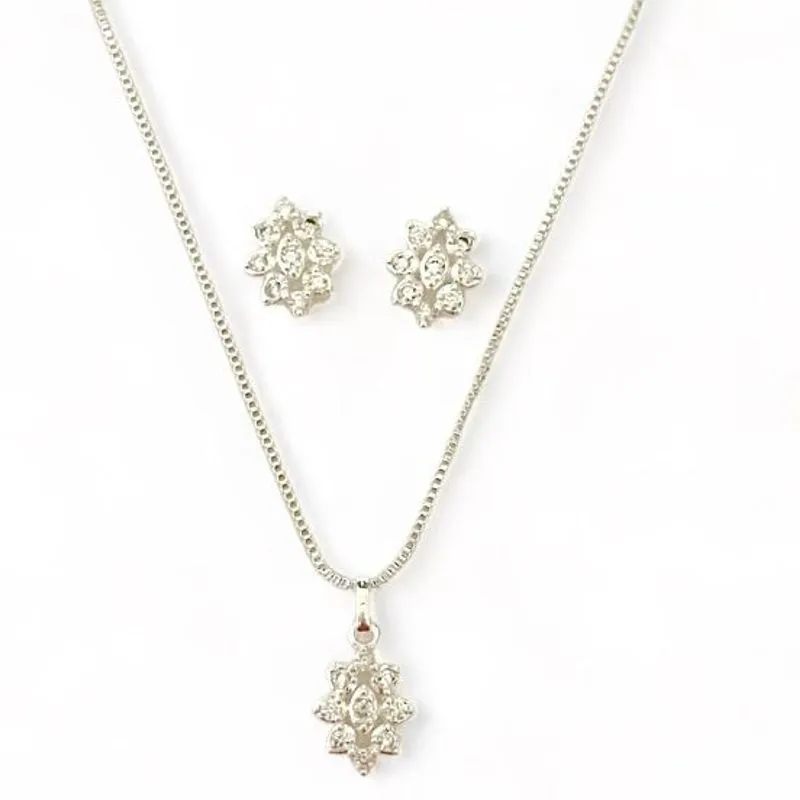 CONJUNTO FLOR ZIRCONIA CRISTAL