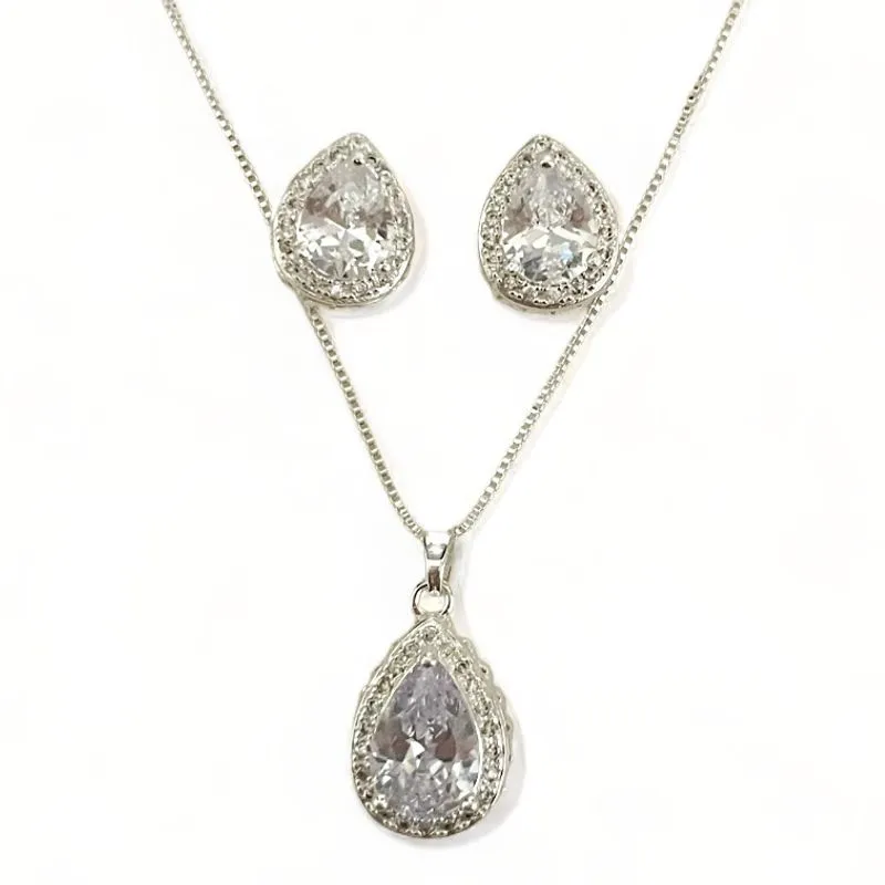 CONJUNTO GOTA CRISTAL ZIRCONIA CRISTAL
