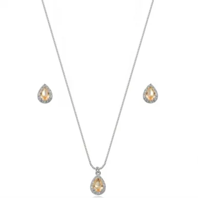 CONJUNTO GOTA MORGANITA ZIRCONIA CRISTAL