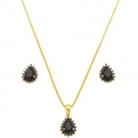 CONJUNTO GOTA ZIRCONIA ONIX