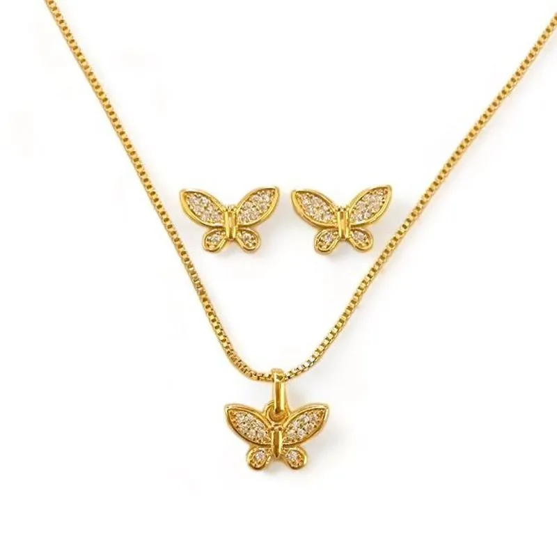 CONJUNTO INFANTIL BORBOLETA ZIRCONIA CRISTAL
