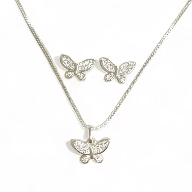 CONJUNTO INFANTIL BORBOLETA ZIRCONIA CRISTAL