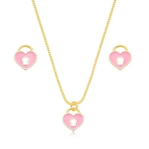 CONJUNTO INFANTIL CORACAO CADEADO ROSA