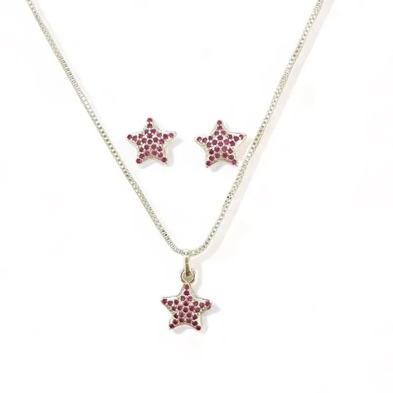 CONJUNTO INFANTIL ESTRELA ZIRCONIA ROSA