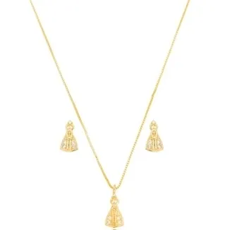 CONJUNTO NOSSA SENHORA ZIRCONIA CRISTAL