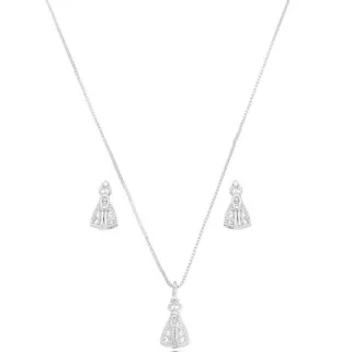 CONJUNTO NOSSA SENHORA ZIRCONIA CRISTAL