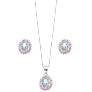 CONJUNTO OVAL AQUA ZIRCONIA CRISTAL