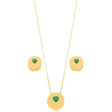 CONJUNTO REDONDO CORACAO ESMERALDA