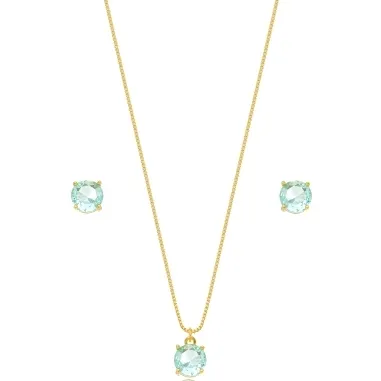 CONJUNTO REDONDO CRISTAL AQUA MARINHA