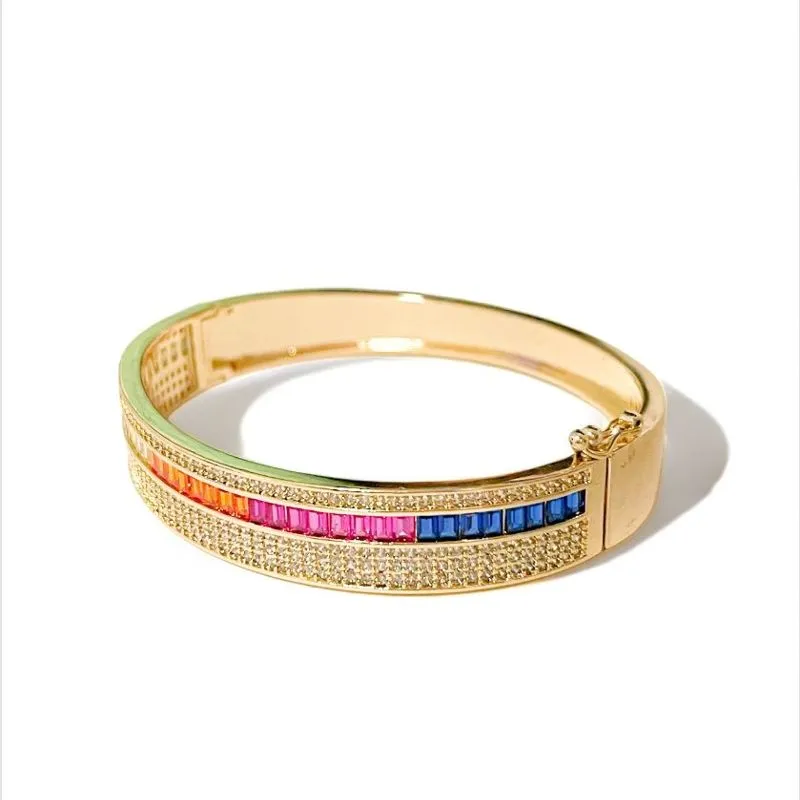 PULSEIRA BRACELETE ZIRCONIA CRISTAL BAGUETE COLOR