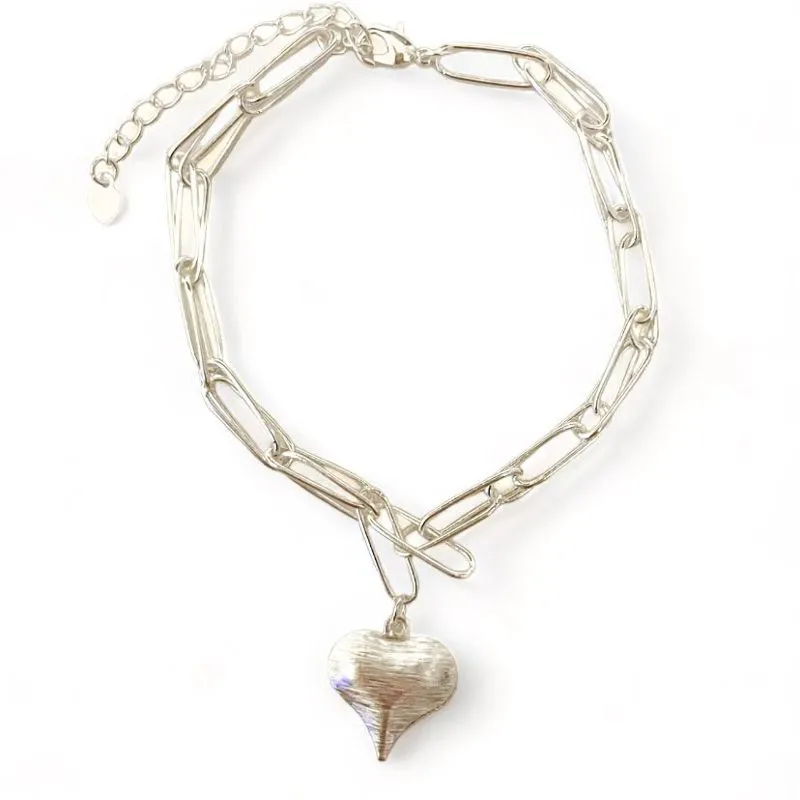 PULSEIRA CARTIER PINGENTE CORAÇÃO ESCOVADO