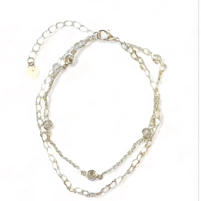 PULSEIRA DUPLA CORAÇÃO VAZADO CRISTAIS