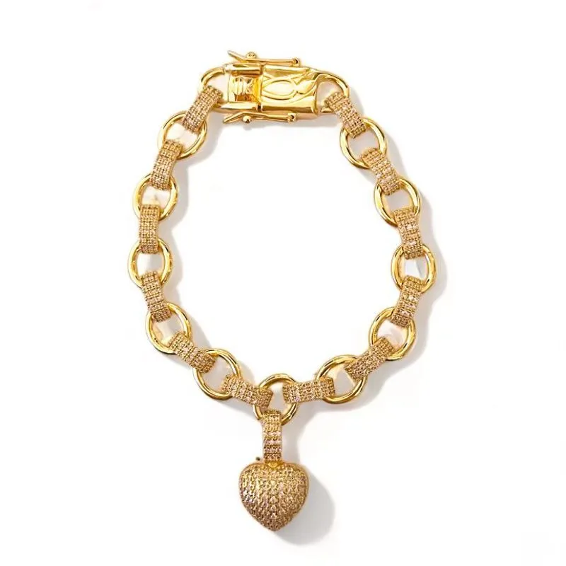 PULSEIRA ELOS PINGENTE CORAÇÃO ZIRCONIA CRISTAL