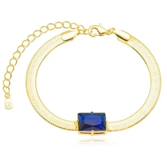 PULSEIRA FITA PEDRA AZUL MARINHO