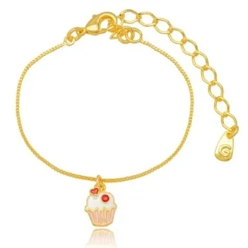 PULSEIRA INFANTIL CUPCAKE ZIRCONIA ROSA