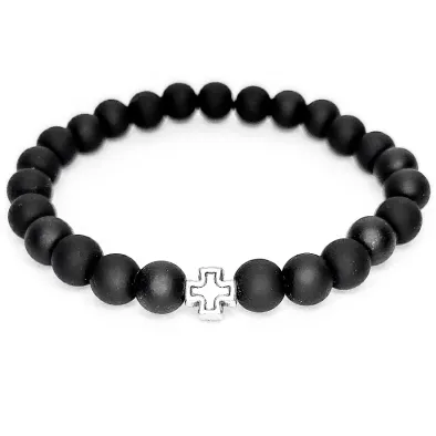 PULSEIRA MASCULINA BOLINHA CRUZ GRAFITE