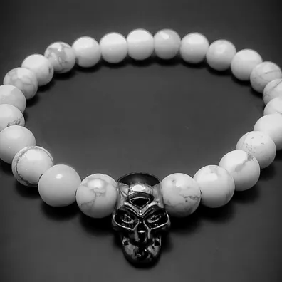 PULSEIRA MASCULINA BOLINHA HOWLITA CAVEIRA GRAFITE