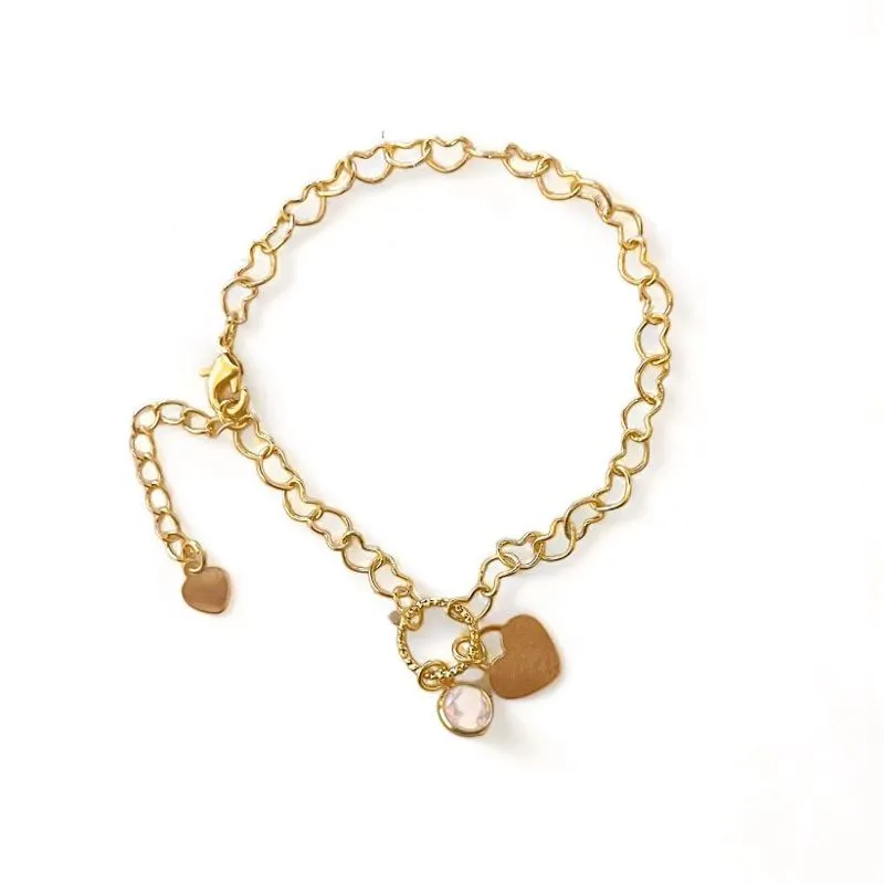 PULSEIRA PINGENTE CORAÇÃO LISO CRISTAL