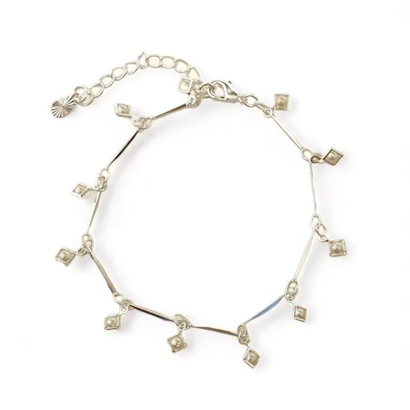 PULSEIRA PINGENTE QUADRADO PEROLAS