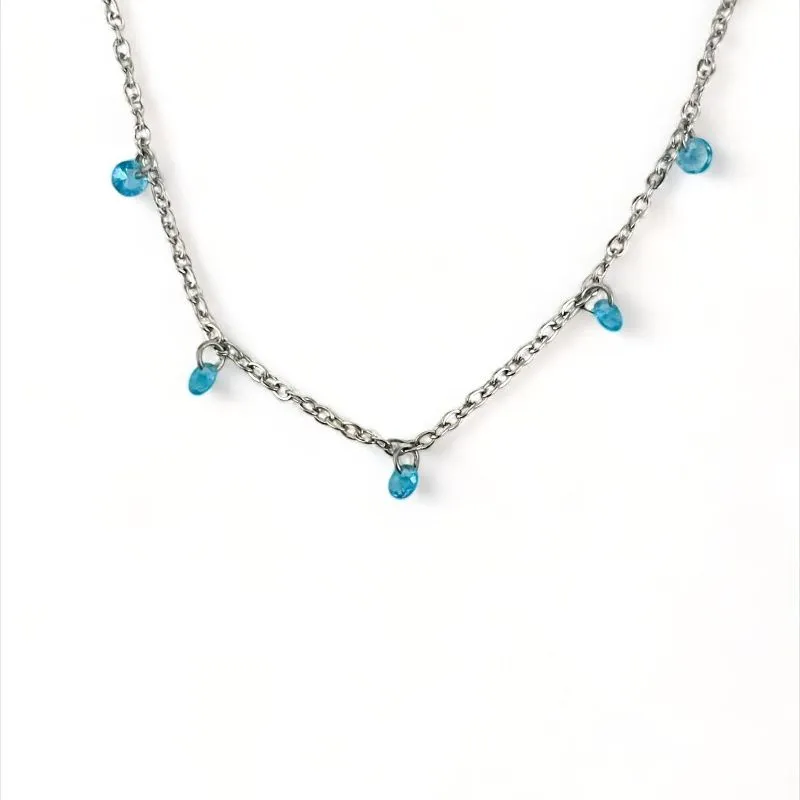 COLAR CHOKER CRISTAIS TOPAZIO AZUL
