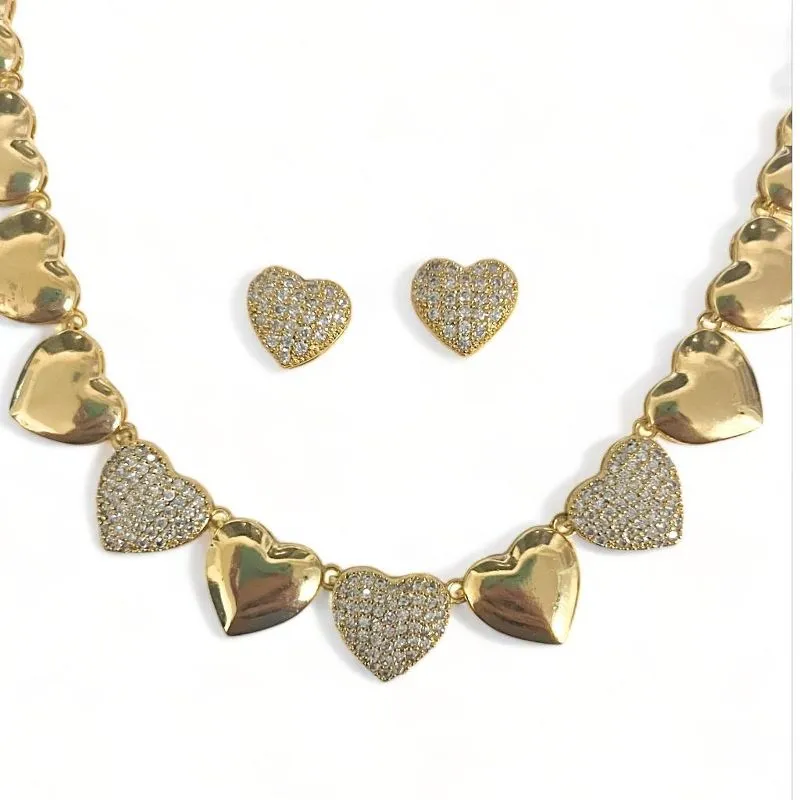 CONJUNTO CORAÇÃO ZIRCONIA CRISTAL