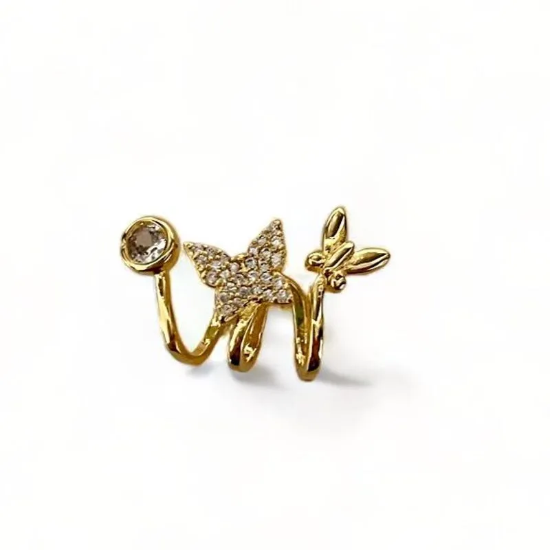 PIERCING FAKE FILEIRAS BORBOLETA ZIRCONIA CRISTAL