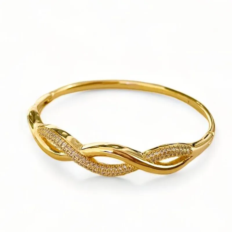 PULSEIRA BRACELETE TRANÇADA ZIRCONIA CRISTAL
