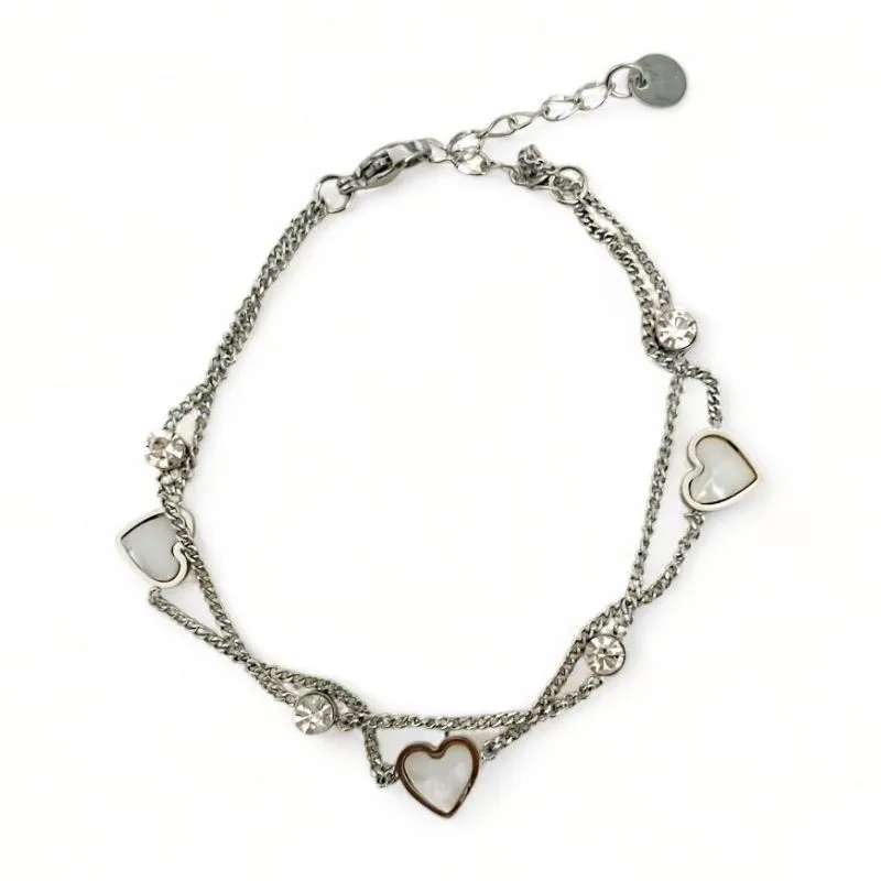 PULSEIRA CORAÇÃO MADREPEROLA CRISTAIS