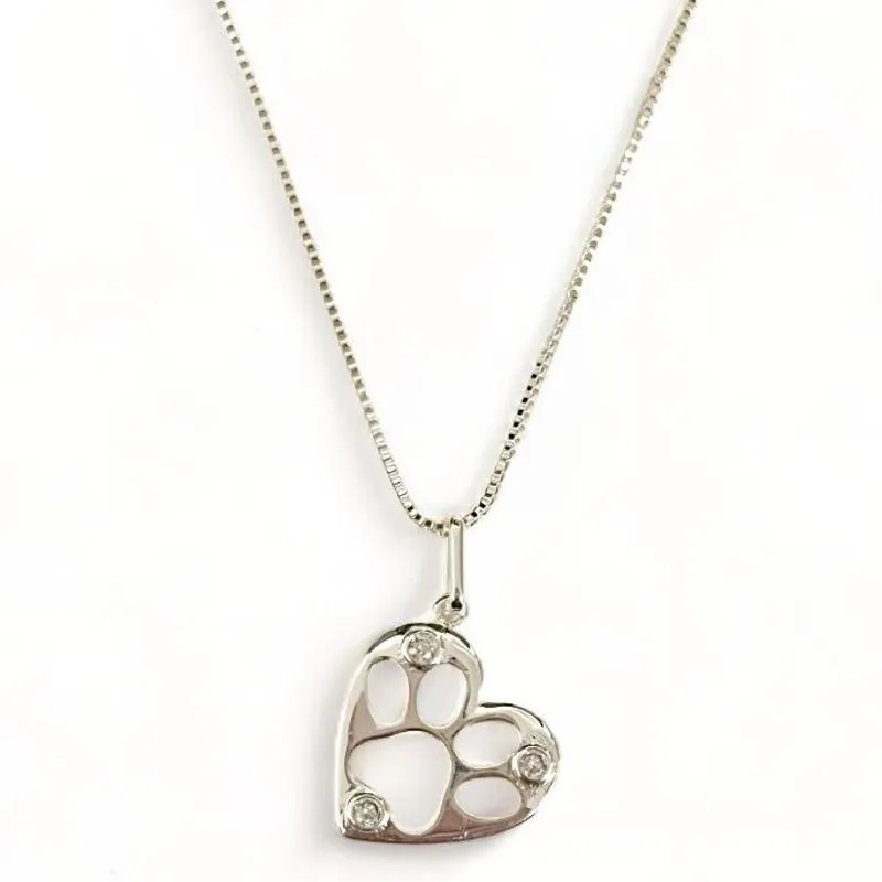 COLAR PINGENTE CORAÇÃO PATINHA VAZADA ZIRCONIA CRISTAL