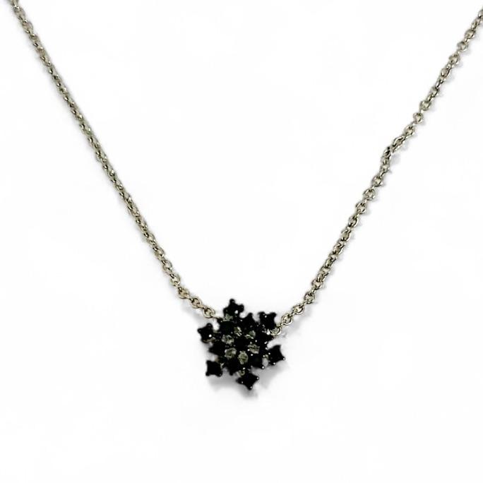 COLAR PINGENTE FLOCO ZIRCONIA ONIX