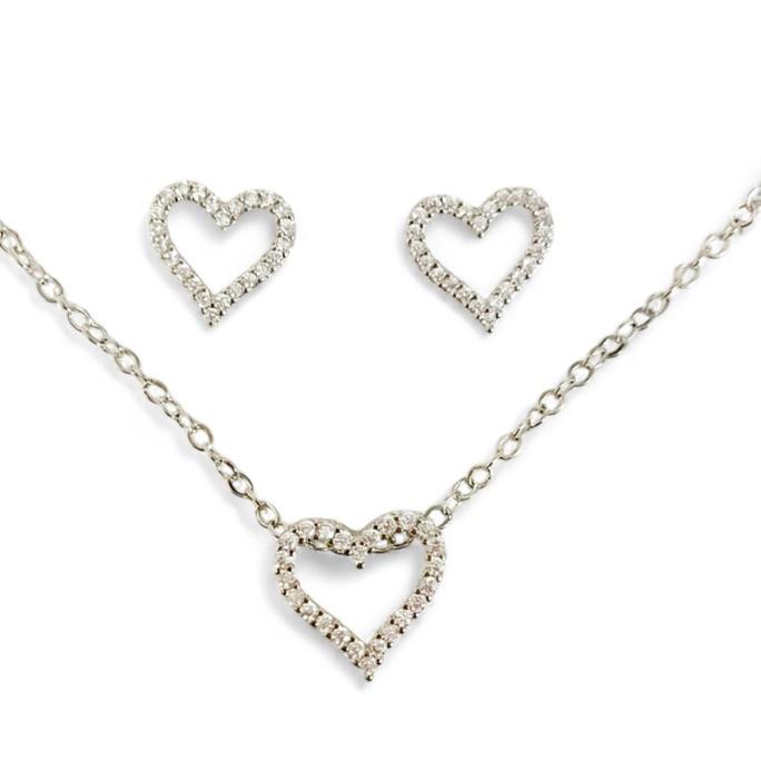 CONJUNTO CORAÇÃO ZIRCONIA CRISTAL