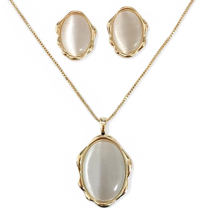 CONJUNTO OVAL ORGANICO OLHO DE GATO