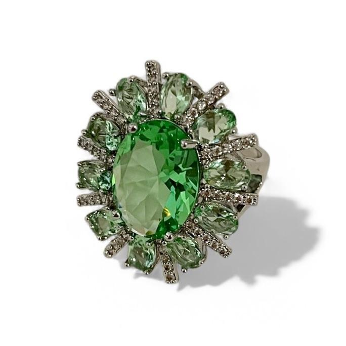 ANEL PEDRA QUARTZO VERDE ZIRCONIA CRISTAL 21
