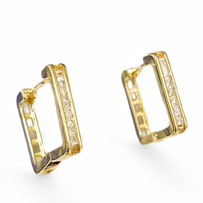 BRINCO ARGOLA QUADRADA ZIRCONIA CRISTAL