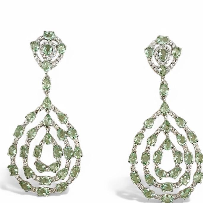 BRINCO PENDENTE PEDRA QUARTZO VERDE ZIRCONIA CRISTAL