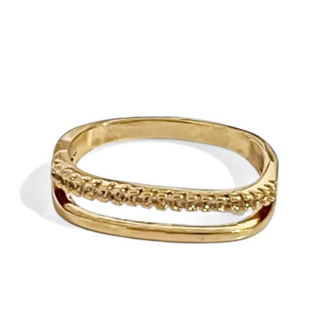 ANEL QUADRADO FILEIRA ZIRCONIA CRISTAL 14