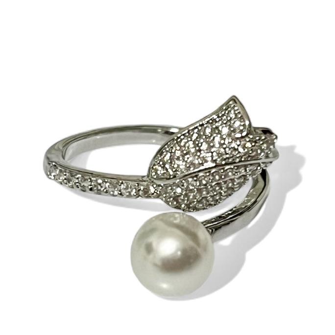 ANEL FILEIRAS ZIRCONIA CRISTAL PEROLA