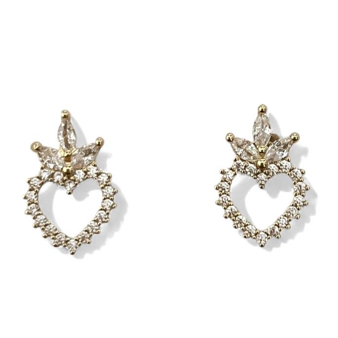 BRINCO CORAÇÃO COROA ZIRCONIA CRISTAL