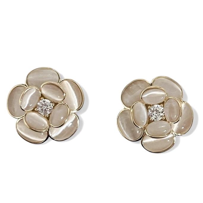 BRINCO FLOR OLHO DE GATO ZIRCONIA CRISTAL