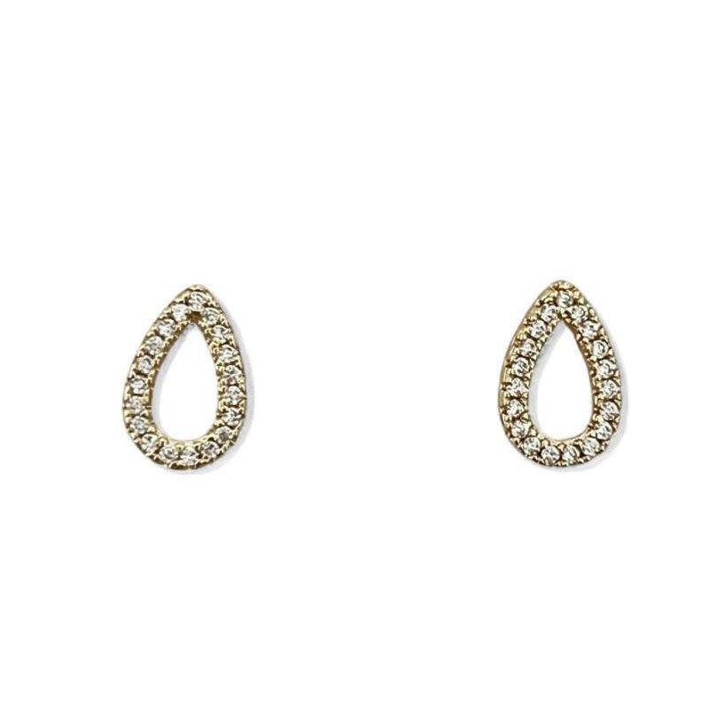 BRINCO GOTA VAZADA ZIRCONIA CRISTAL