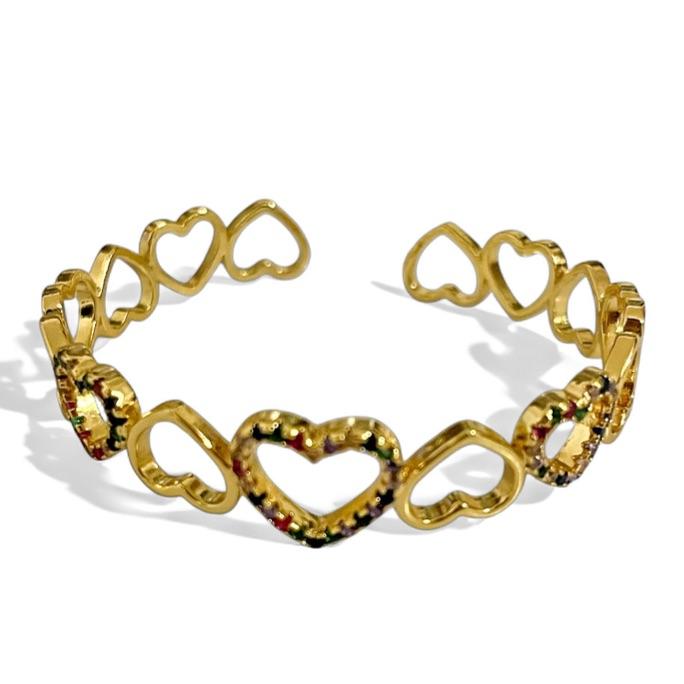 PULSEIRA BRACELETE CORAÇÃO VAZADO ZIRCONIA COLOR